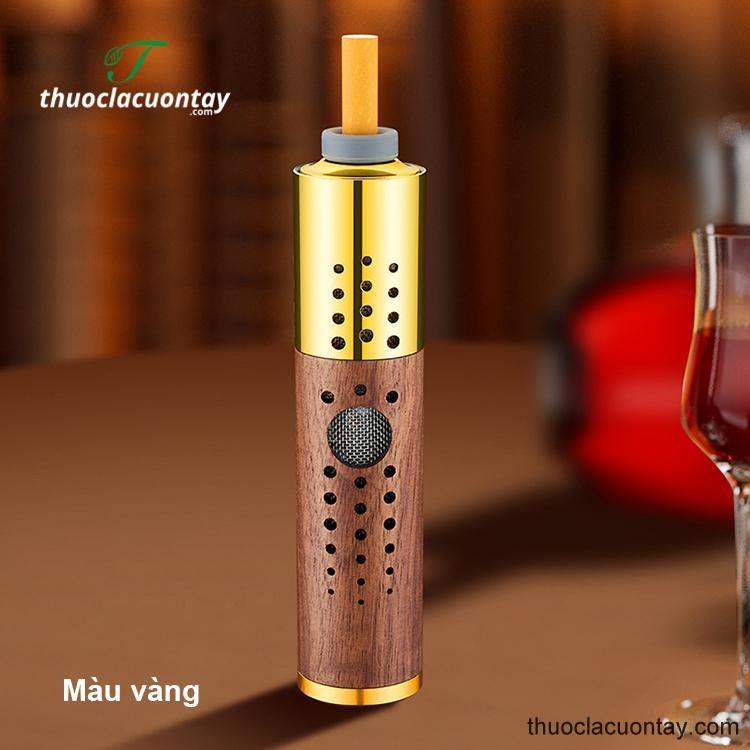 Gạt tàn gỗ óc chó chống bay tro kèm bật lửa điện sạc USB cao cấp