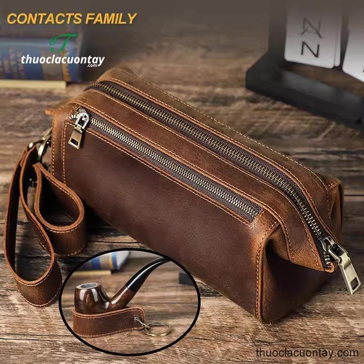 Bao da bò đựng tẩu thuốc và phụ kiện cao cấp Contacts Family