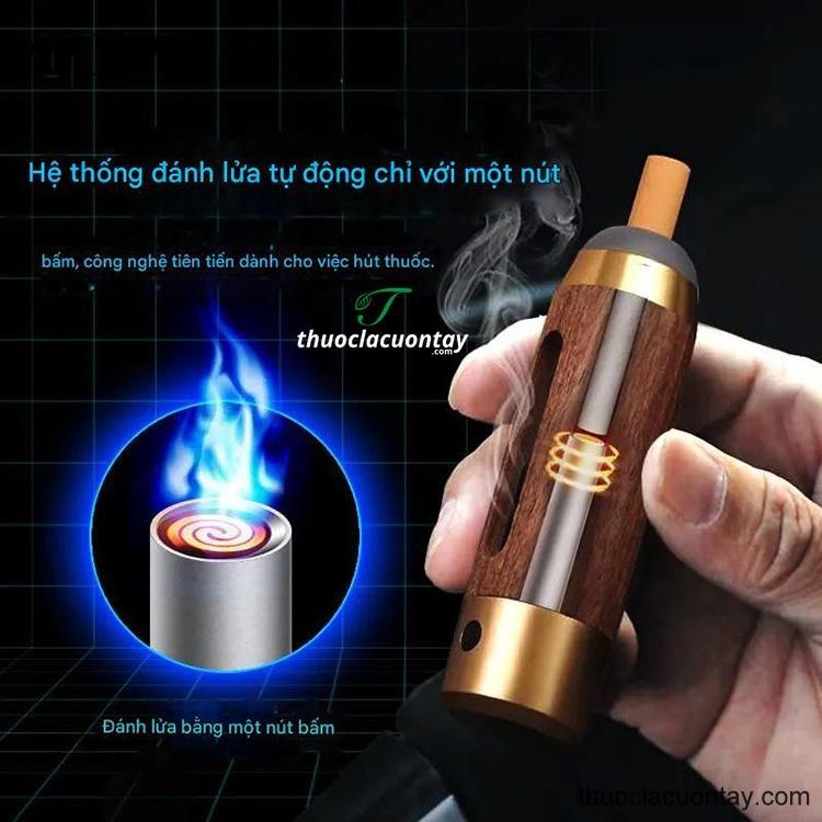 Gạt tàn thuốc ô tô bằng gỗ chống bay tro kèm bật lửa điện sạc USB