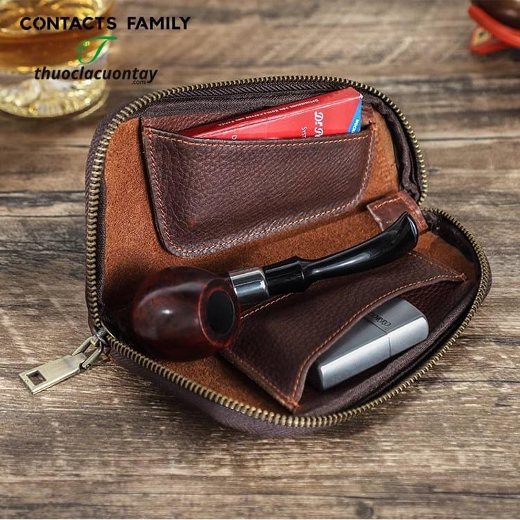 Bao da ngựa điên Contacts Family – da thật Crazy Horse đựng 1 tẩu và phụ kiện